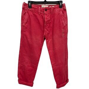NWT Abercrombie and Fitch Mens Slim‎ Straight Chino Red Pants 28x30